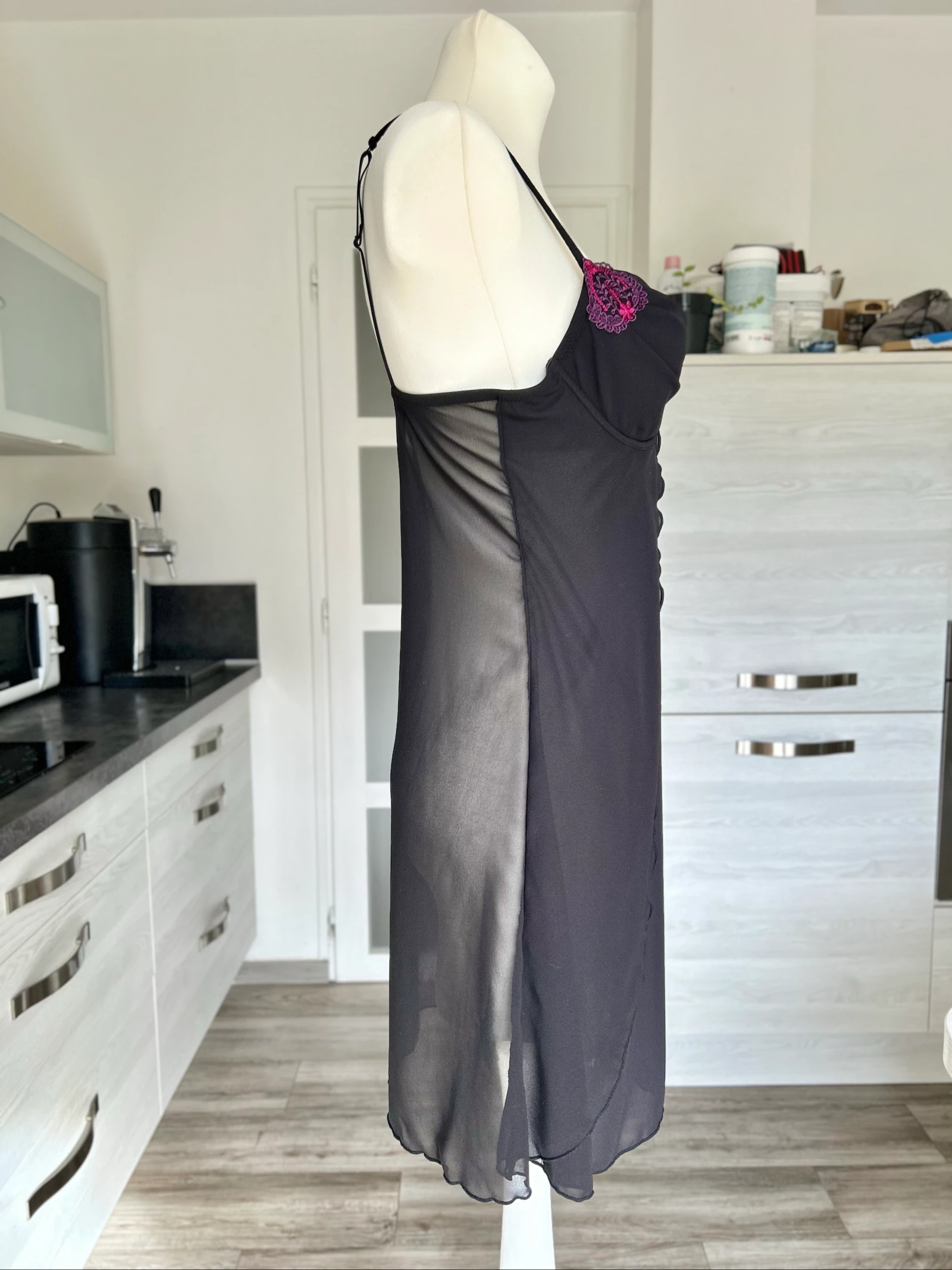 Zwarte babydoll met harde cup en voorsluiting polyester Maat M 38 Cannelle – photo 3